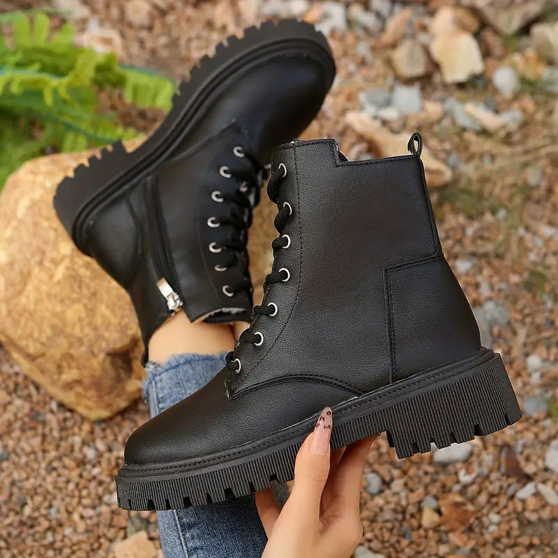 Bottes chevilles style moto polyvalentes à semelle épaisse 