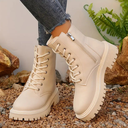  Bottes chevilles style moto polyvalentes à semelle épaisse 