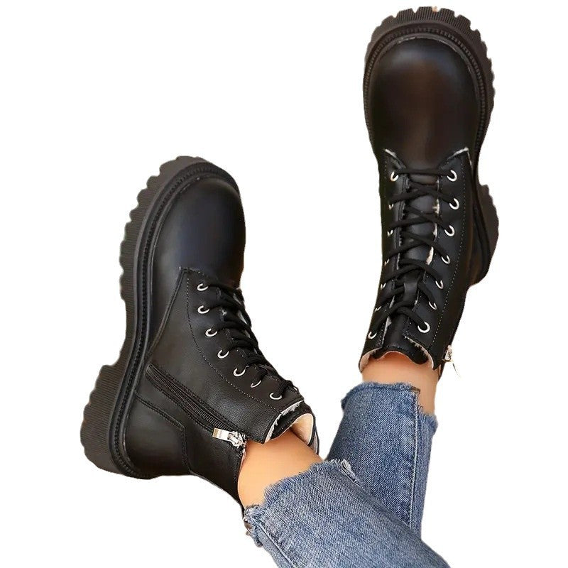  Bottes chevilles style moto polyvalentes à semelle épaisse 