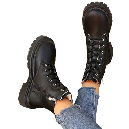  Bottes chevilles style moto polyvalentes à semelle épaisse 