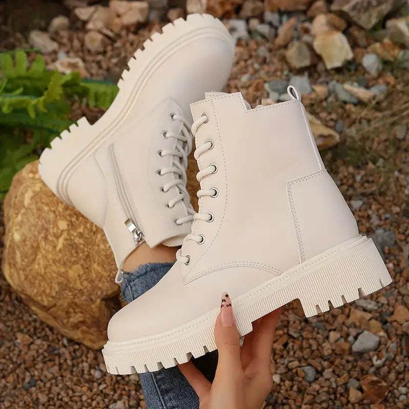  Bottes chevilles style moto polyvalentes à semelle épaisse 