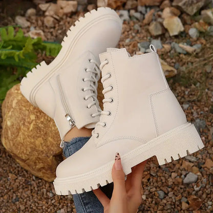  Bottes chevilles style moto polyvalentes à semelle épaisse 